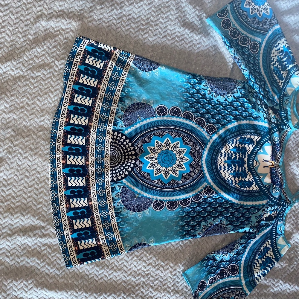Blue Patterned Women's Dress